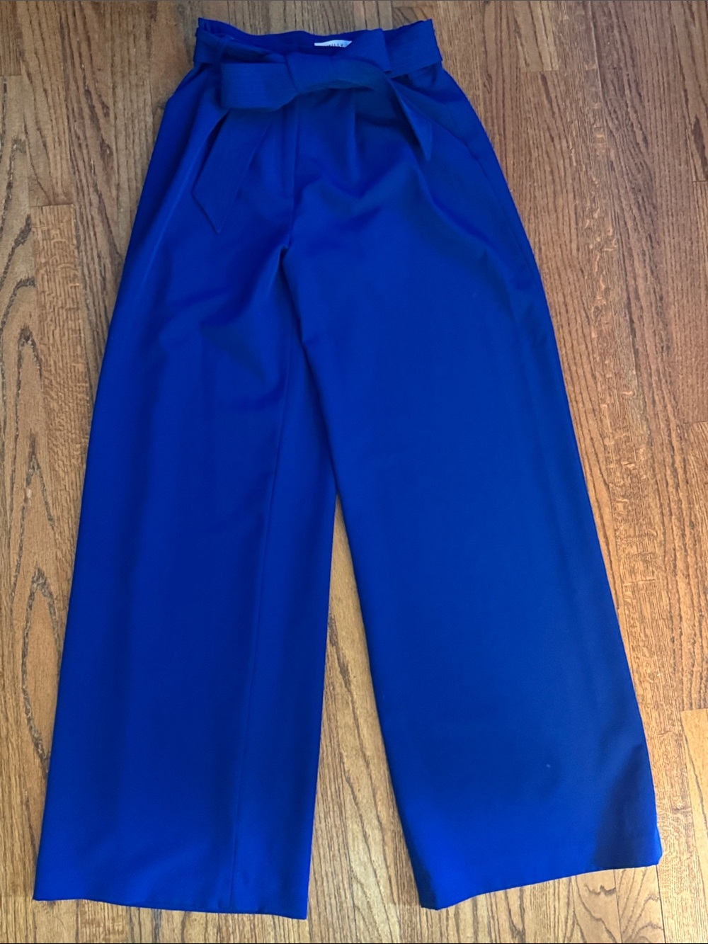 Milly | Nash Cady Blue Belted Wide-Leg Tailored Trousers-Size 6